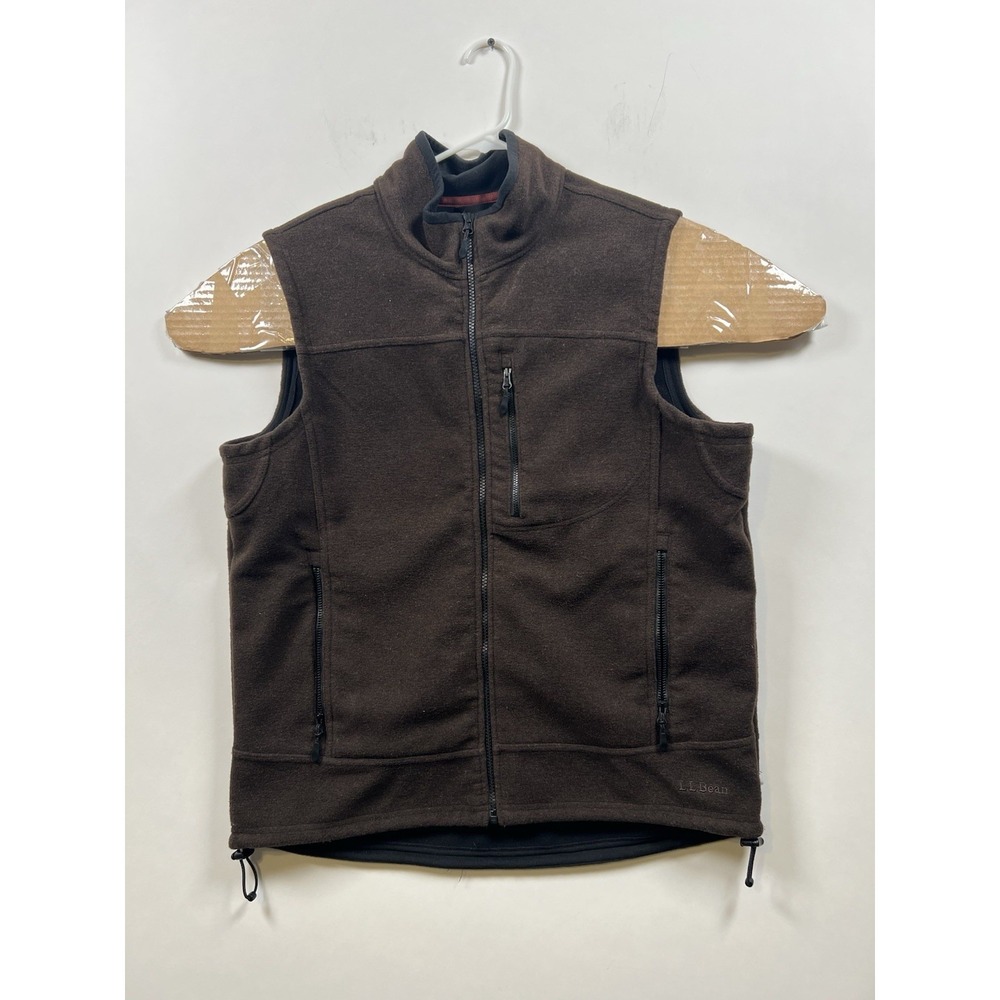 L.L. Bean Men's Wool Blend Full Zip Vest Jacket Medium Brown Zippered‎ Pockets